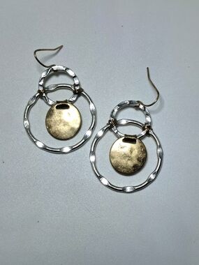 Robert Lee Morris Two-Tone Hoop Earrings with Gold Disc